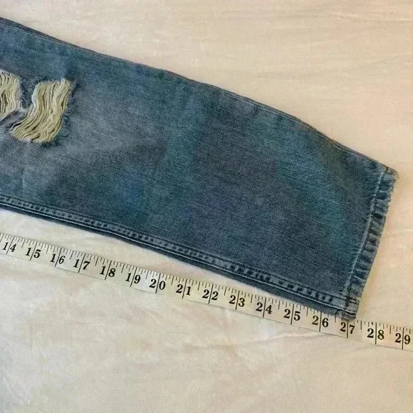 River Island women’s high rise mom jeans 10R distressed NWT pants slouchy ripped - Picture 9 of 11